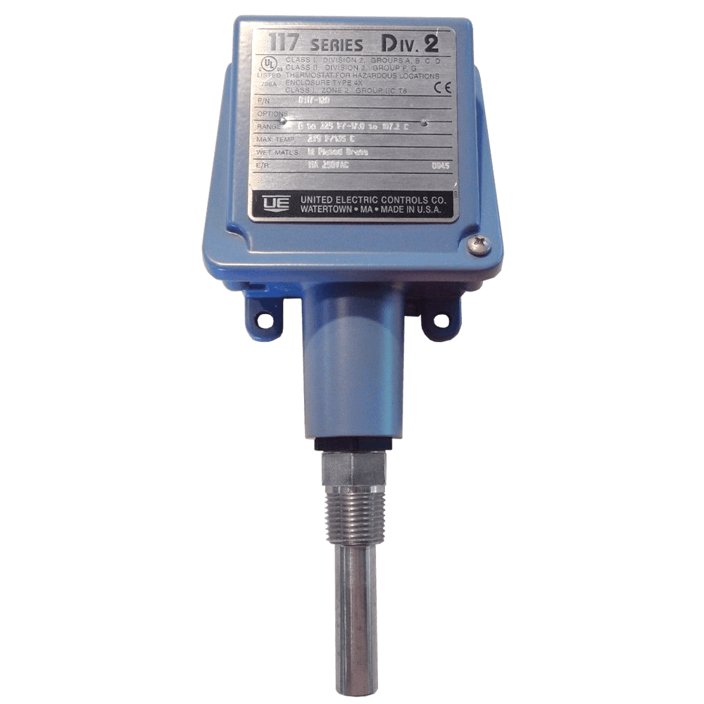 United Electric Temperature Switch, 117 Series Type B117 Models 120 & 121